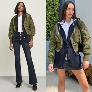 Veronica Beard Bromley Bomber Dickey Jacket  Coat Navy Size Small